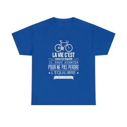 t-shirt bleu royal la vie c'est comme une bicyclette...
