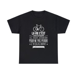 t-shirt noir la vie c'est comme une bicyclette...