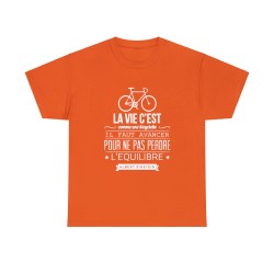 t-shirt orange la vie c'est comme une bicyclette...