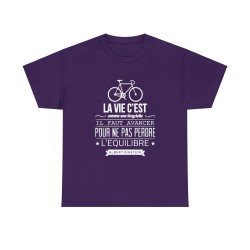 t-shirt violet la vie c'est comme une bicyclette...