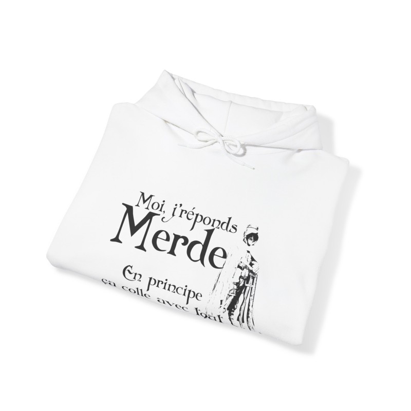 Hoodie blanc moi jreponds merde
