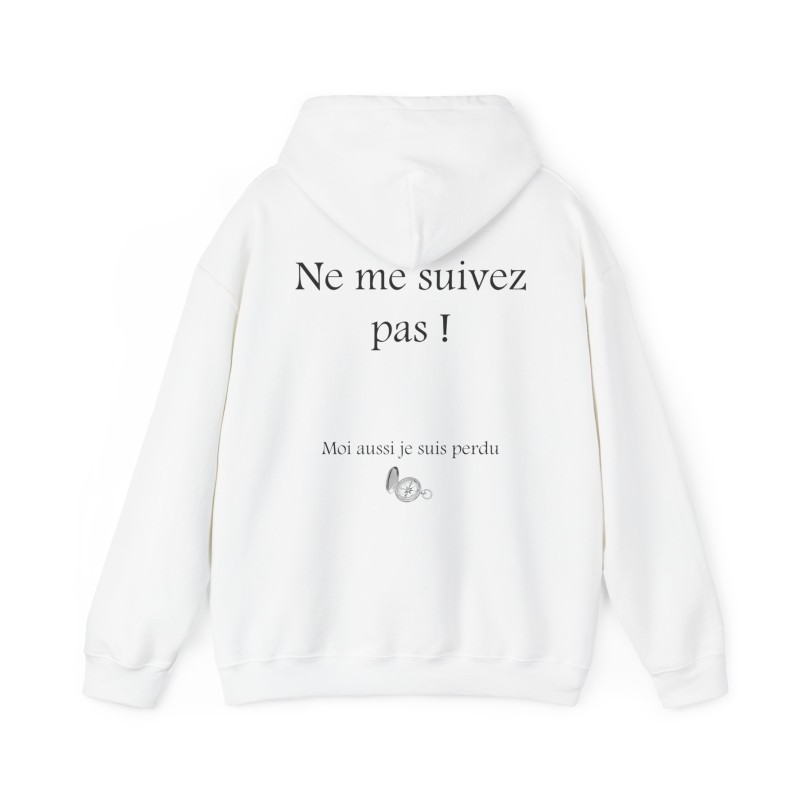 Hoodie - sweat à capuche blanc ne me suivez pas moi aussi homme