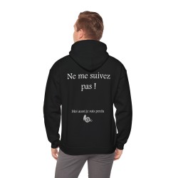 homme de dos portant Hoodie - sweat à capuche noir ne me suivez pas moi aussi homme