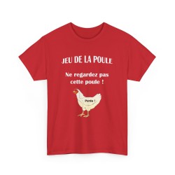 t-shirt rouge du jeu de la poule