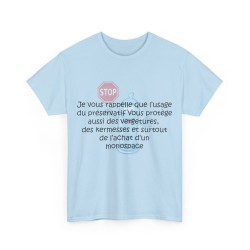 T-shirt bleu ciel unisexe je vous rappelle que l'usage du préservatif