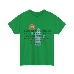 T-shirt vert unisexe je vous rappelle que l'usage du préservatif