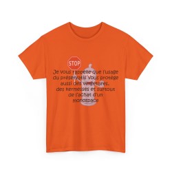 T-shirt orange unisexe je vous rappelle que l'usage du préservatif