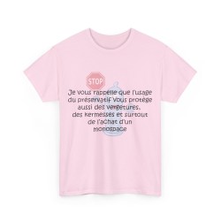 T-shirt rose unisexe je vous rappelle que l'usage du préservatif