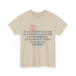 T-shirt sable unisexe je vous rappelle que l'usage du préservatif