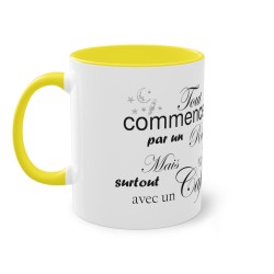 Mug jaune Tout commence par un rêve...