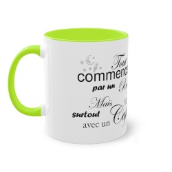 Mug vert clair Tout commence par un rêve...