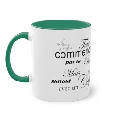 Mug vert foncé Tout commence par un rêve...