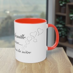Mug rouge Chaque famille a une histoire en situation