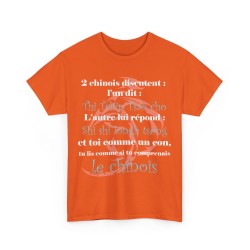 T-shirt orange 2 chinois discutent