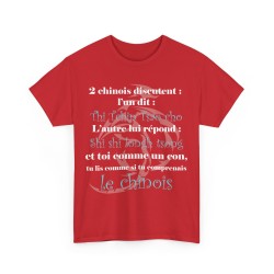 T-shirt rouge 2 chinois discutent