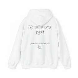 Hoodie - sweat à capuche blanc ne me suivez pas moi aussi Femme