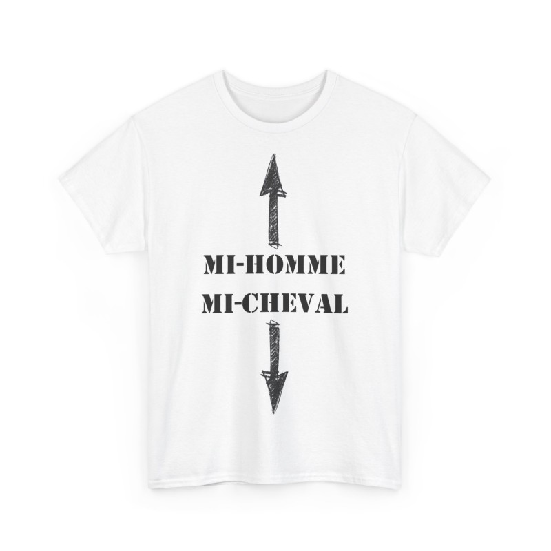 T-shirt Mi-homme mi-cheval Blanc