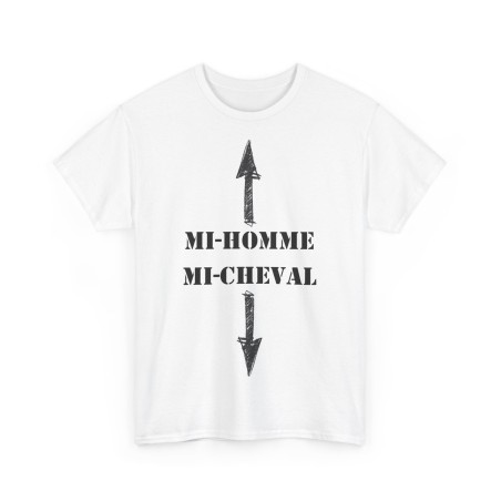 T-shirt Mi-homme mi-cheval Blanc