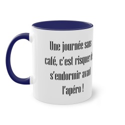 Mug Bleu foncé une journée sans café