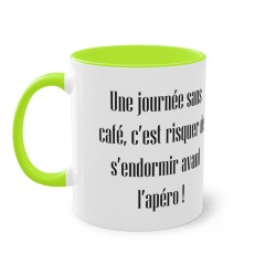 Mug vert Clair une journée sans café