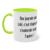 Mug vert Clair une journée sans café