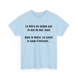 T-shirt la bière ne soigne pas bleu ciel