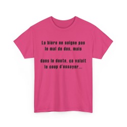 T-shirt la bière ne soigne pas fuchsia