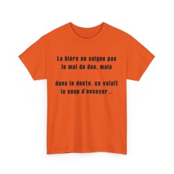 T-shirt la bière ne soigne pas orange