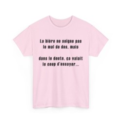 T-shirt la bière ne soigne pas rose