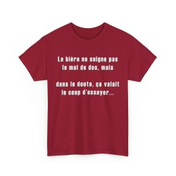 T-shirt la bière ne soigne pas rouge cardinal
