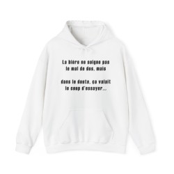 Hoodie blanc la bière ne soigne pas le mal