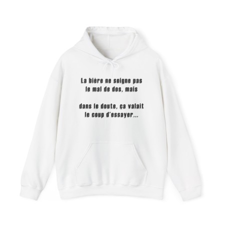 Hoodie blanc la bière ne soigne pas le mal