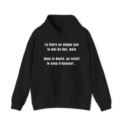 Hoodie noir la bière ne soigne pas le mal