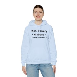 femme avec  Hoodie pas besoin d'abdos bleu ciel