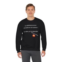homme avec Sweat noir la différence entre une bière et ton opinion