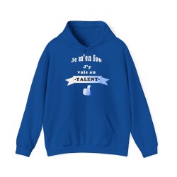 Hoodie Je m'en fou bleu royal