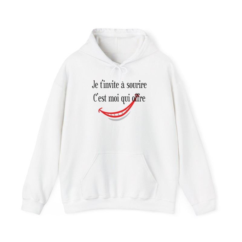 Hoodie je t'invite à sourire blanc