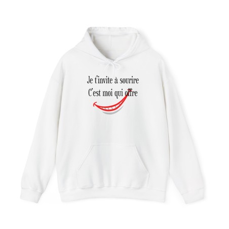 Hoodie je t'invite à sourire blanc
