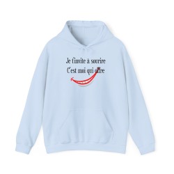 Hoodie je t'invite à sourire bleu ciel