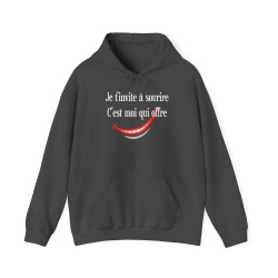Hoodie je t'invite à sourire gris foncé