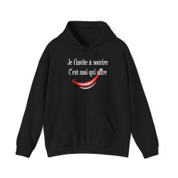 Hoodie je t'invite à sourire noir