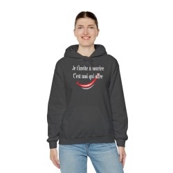 femme avec Hoodie je t'invite à sourire gris sombre