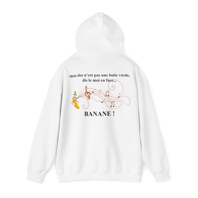 Hoodie mon dos n'est pas une boite vocale blanc