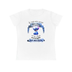 Tshirt Blanc Je suis née ... Stitch