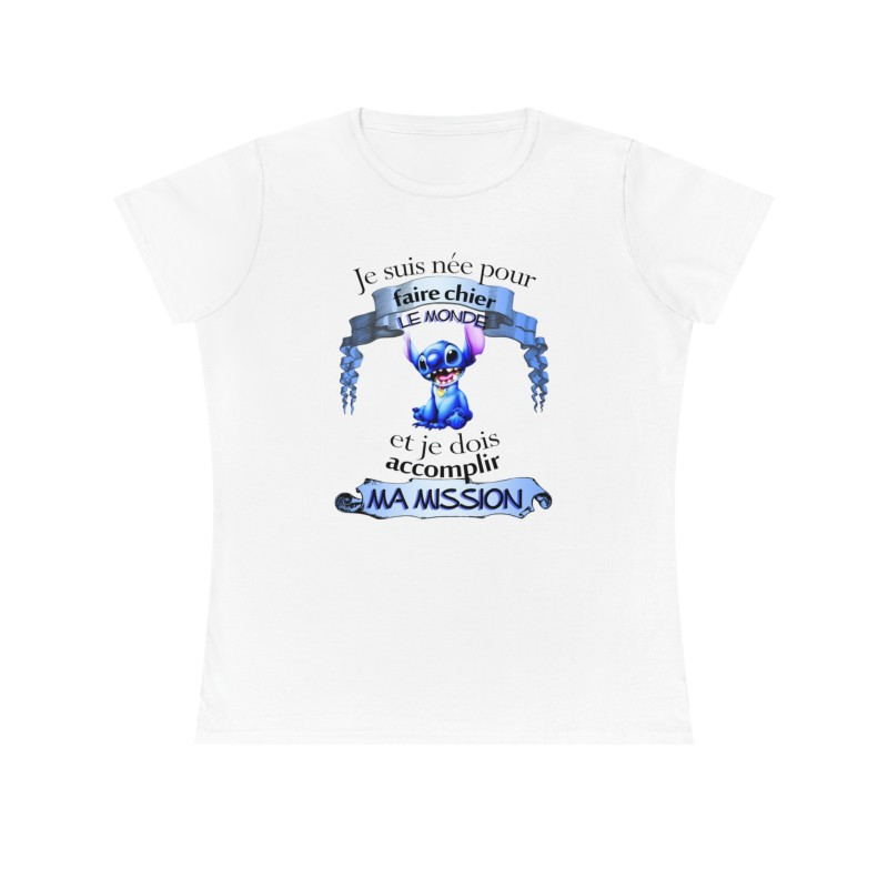 Tshirt Blanc Je suis née ... Stitch