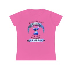 Tshirt rose Je suis née ... Stitch