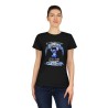 femme avec Tshirt noir Je suis née ... Stitch