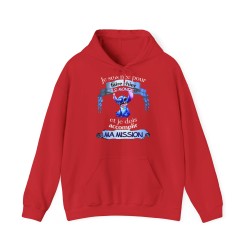 Hoodie rouge Je suis née pour faire chier avec Stitich