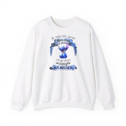 Sweat blanc Je suis née pour faire chier avec Stitich