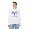 femmle avec Sweat blanc Je suis née pour faire chier avec Stitich